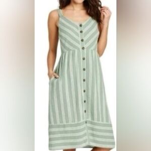 wild fable Sage Green Striped Midi Dress